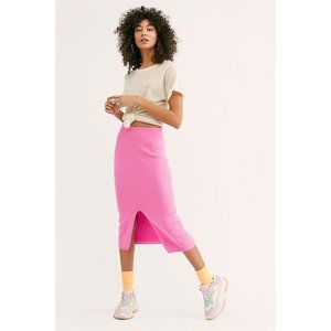 Free People Skyline Midi Skirt Pink Sweater NEW
